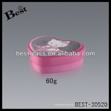 Tarros de aluminio rosados ​​de la forma del corazón de la crema para la cara 60g, tarro de aluminio cosmético, tarros del envase de empaquetado cosméticos